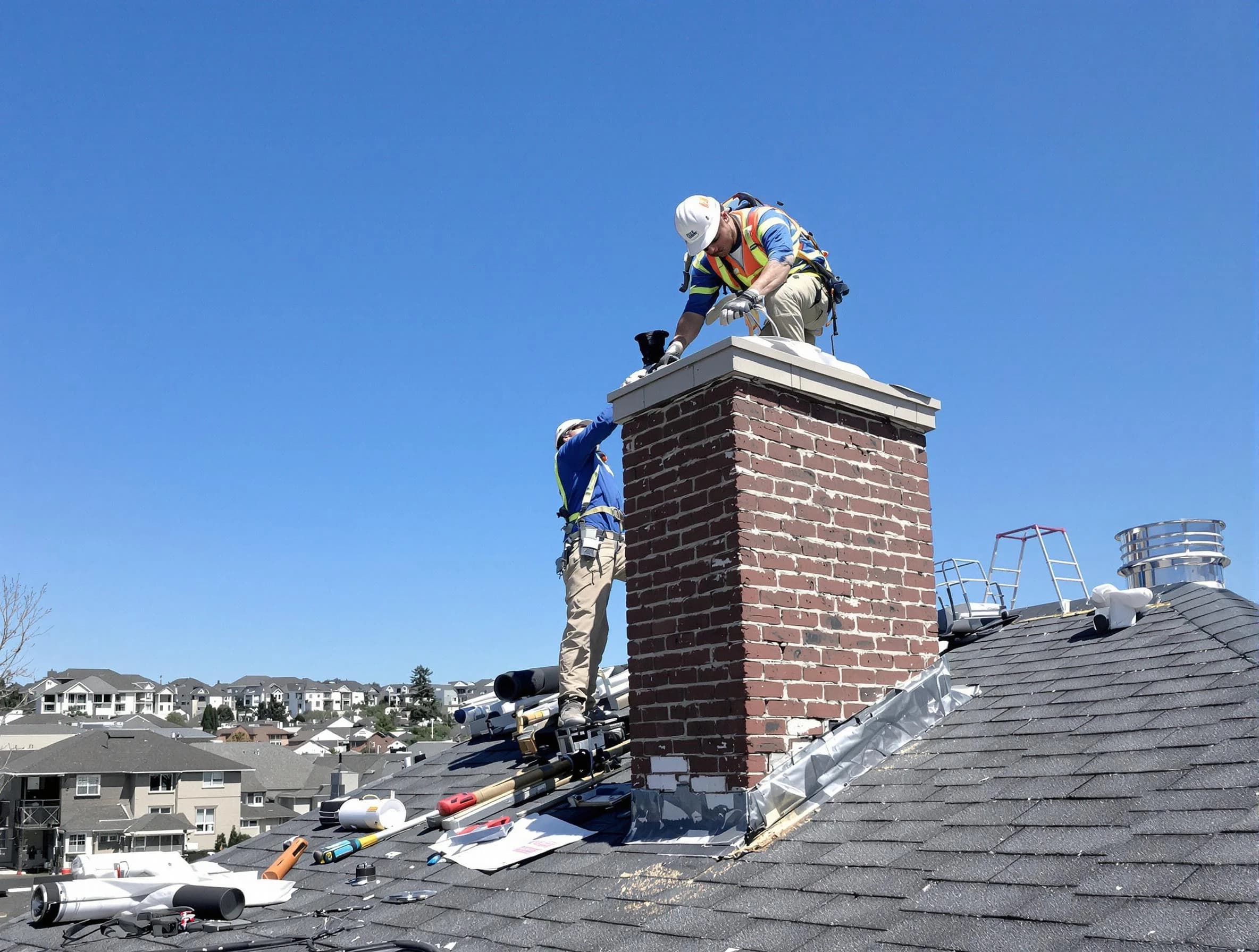 Stonegate Chimney Sweep repairing a chimney crown in Stonegate, CO