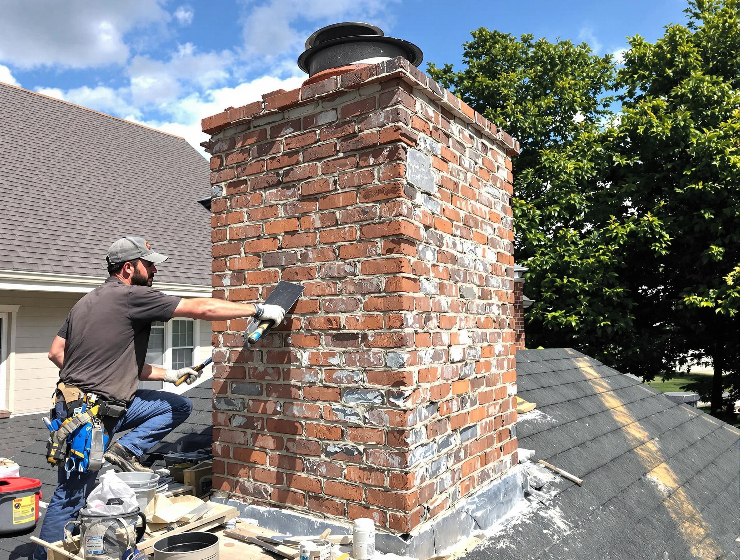 Completed chimney rebuild by Stonegate Chimney Sweep in Stonegate, CO