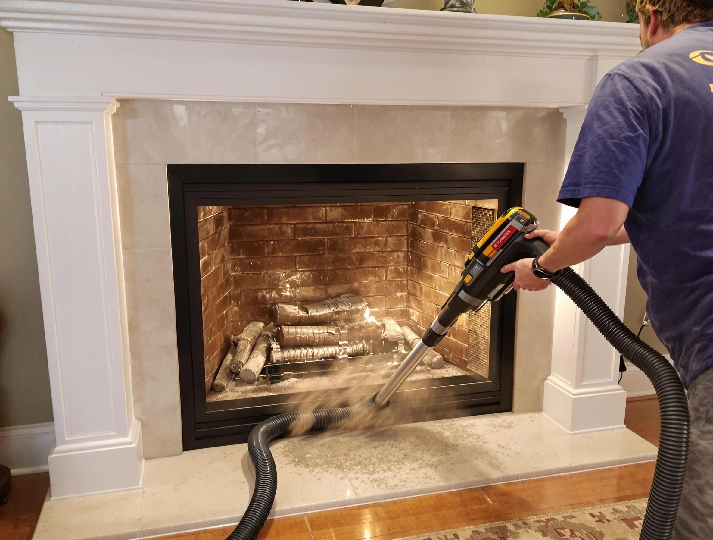 Fireplace cleaning performed by Stonegate Chimney Sweep in Stonegate, CO