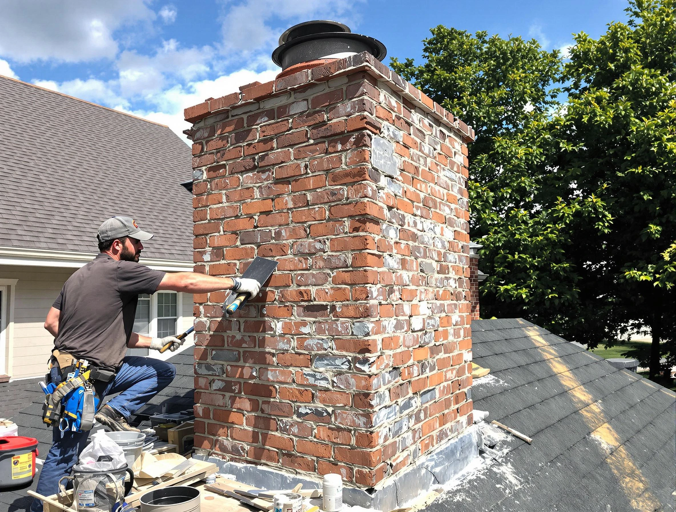 Completed chimney rebuild by Stonegate Chimney Sweep in Stonegate, CO